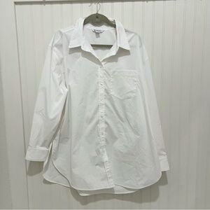 Athleta Midday Relaxed White Poplin Button Down Shirt XLT